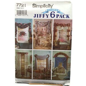 UNCUT Simplicity 7721 Jiffy 6 Pack Vintage Window Treatment Sewing Pattern 1986